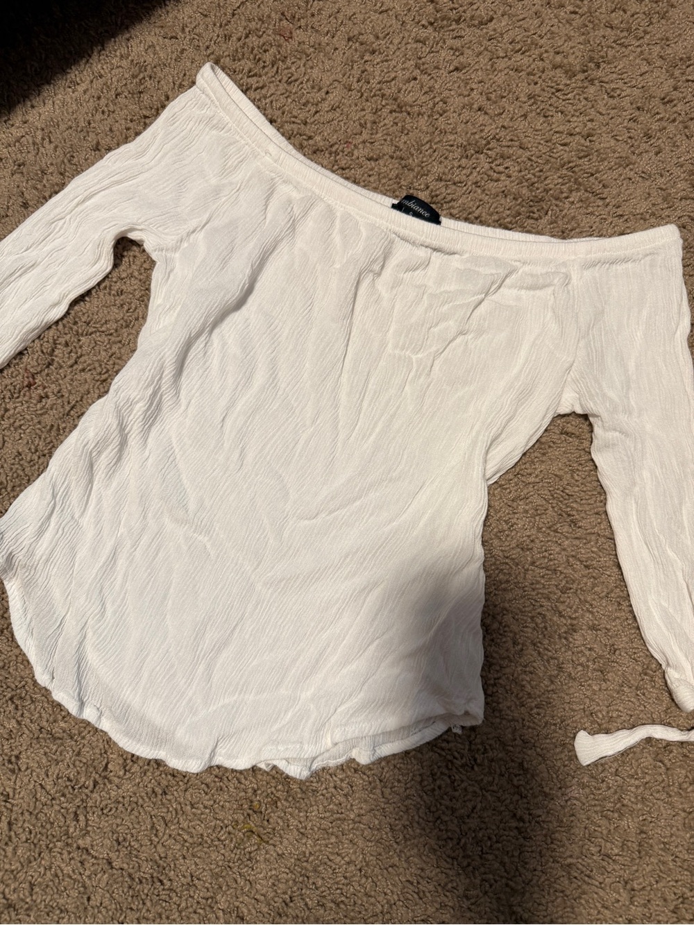 Ambiance Off-Shoulder White Crinkle Tunic